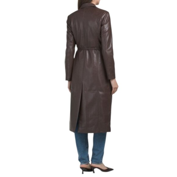 AVEC LES FILLES Chocolate Belted Menswear Trench Coat - Picture 2 of 3